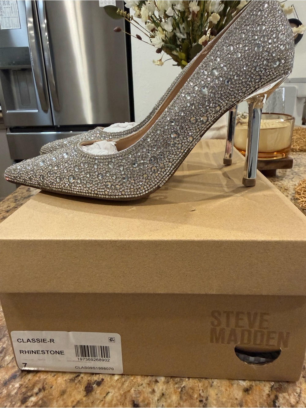 Steve Madden Rhinestone Silver Pointed Toe Stiletto Pumps